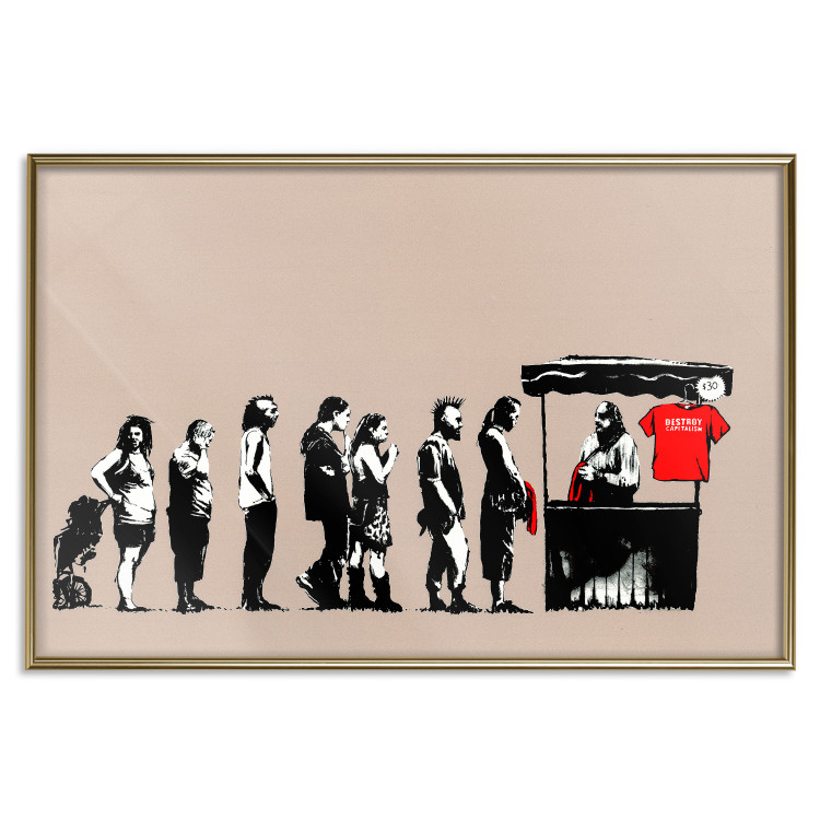 Poster Destroy Capitalism - Banksy-style graffiti with people in line 118781 additionalImage 16