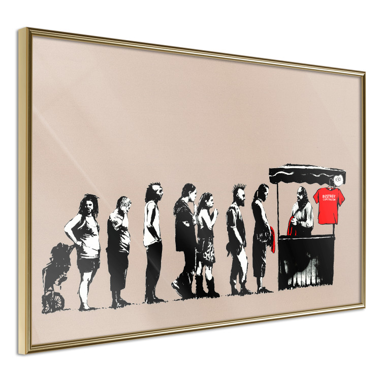 Poster Destroy Capitalism - Banksy-style graffiti with people in line 118781 additionalImage 12