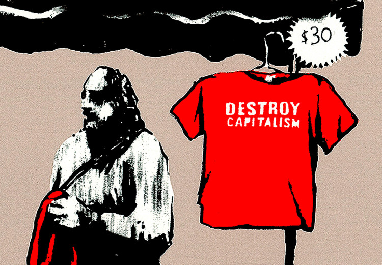 Poster Destroy Capitalism - Banksy-style graffiti with people in line 118781 additionalImage 9