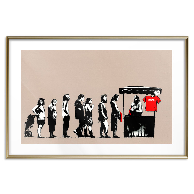 Poster Destroy Capitalism - Banksy-style graffiti with people in line 118781 additionalImage 14