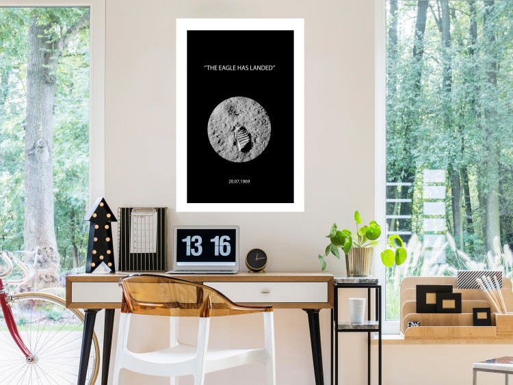 Wall Poster The Eagle Has Landed - black and white English quote about space 123181 additionalImage 4