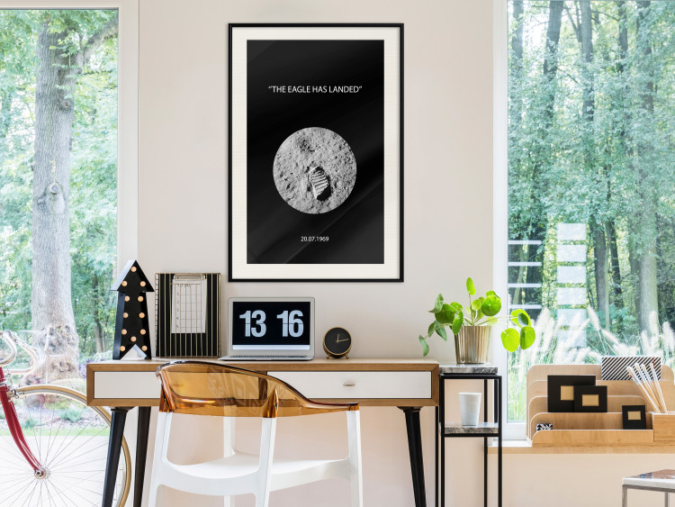 Wall Poster The Eagle Has Landed - black and white English quote about space 123181 additionalImage 22