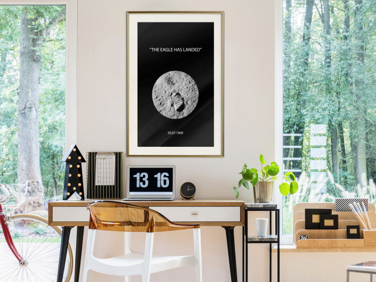 Wall Poster The Eagle Has Landed - black and white English quote about space 123181 additionalImage 21