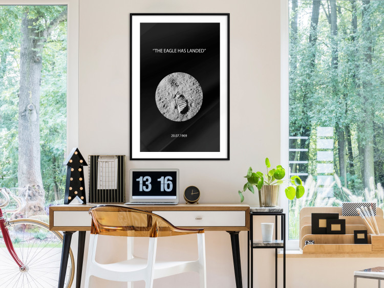 Wall Poster The Eagle Has Landed - black and white English quote about space 123181 additionalImage 4