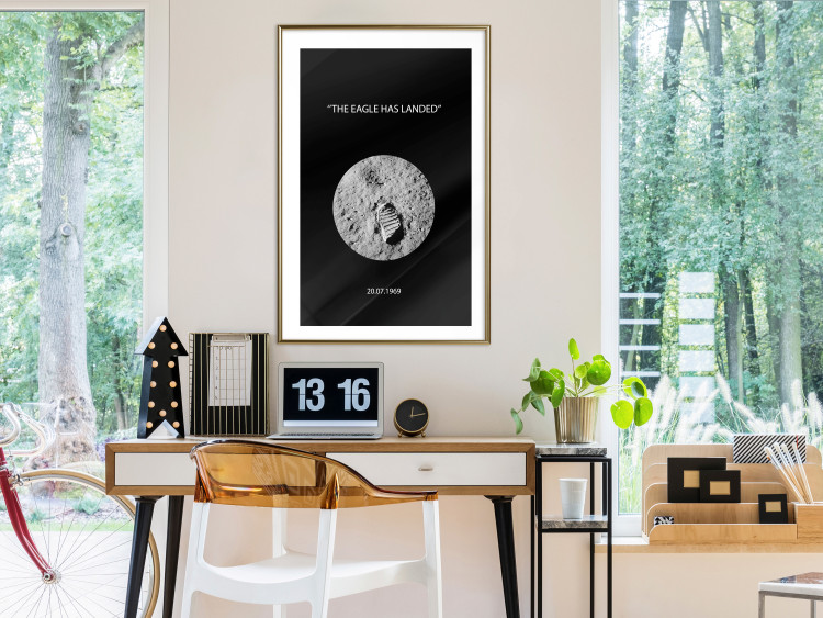 Wall Poster The Eagle Has Landed - black and white English quote about space 123181 additionalImage 13