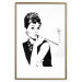 Poster Audrey - black and white portrait of a woman smoking a pipe on a light background 126681 additionalThumb 17