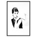 Poster Audrey - black and white portrait of a woman smoking a pipe on a light background 126681 additionalThumb 15