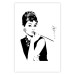 Poster Audrey - black and white portrait of a woman smoking a pipe on a light background 126681