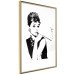 Poster Audrey - black and white portrait of a woman smoking a pipe on a light background 126681 additionalThumb 12