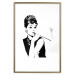 Poster Audrey - black and white portrait of a woman smoking a pipe on a light background 126681 additionalThumb 14