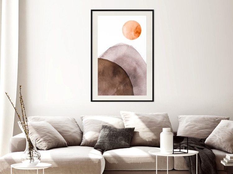 Wall Poster Moon and Mountains - abstract composition of moon and mountains on a white background 127481 additionalImage 24