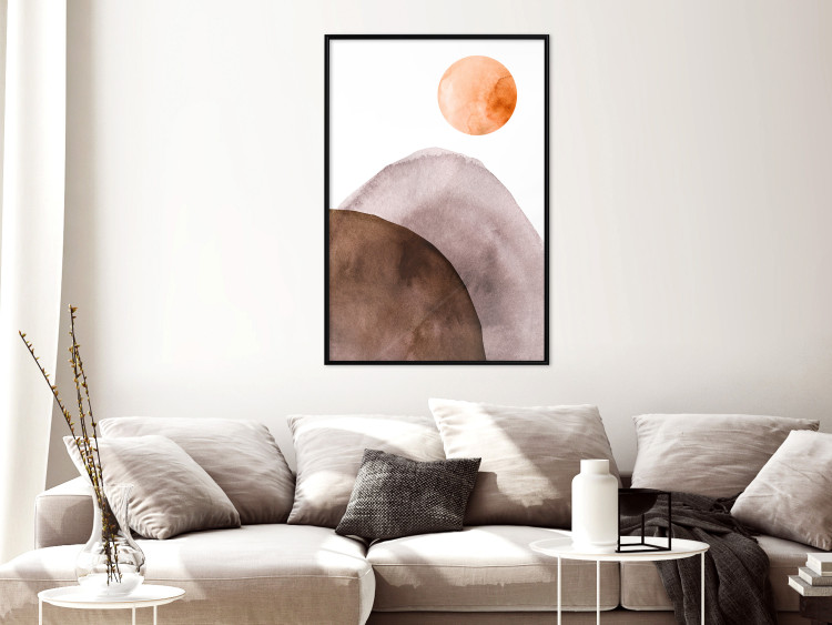 Wall Poster Moon and Mountains - abstract composition of moon and mountains on a white background 127481 additionalImage 4