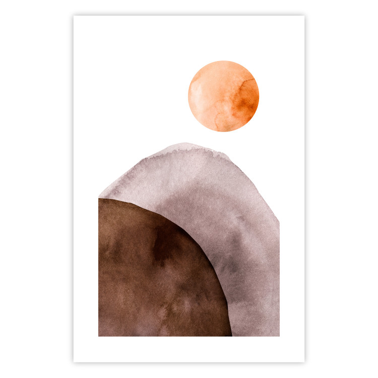 Wall Poster Moon and Mountains - abstract composition of moon and mountains on a white background 127481 additionalImage 25