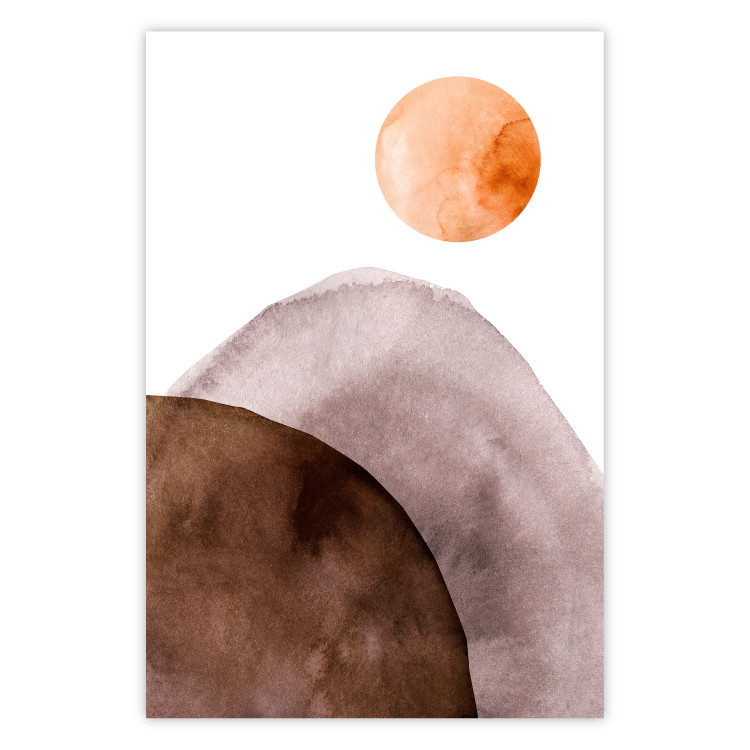 Wall Poster Moon and Mountains - abstract composition of moon and mountains on a white background 127481