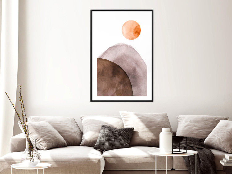 Wall Poster Moon and Mountains - abstract composition of moon and mountains on a white background 127481 additionalImage 23