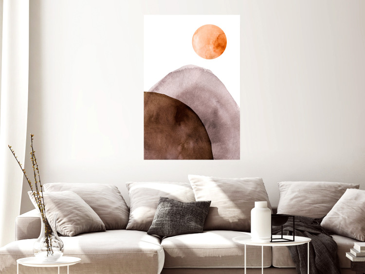 Wall Poster Moon and Mountains - abstract composition of moon and mountains on a white background 127481 additionalImage 2