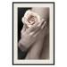 Wall Poster Subtle Fragrance - woman's hand holding rose flower on black background 128081 additionalThumb 19