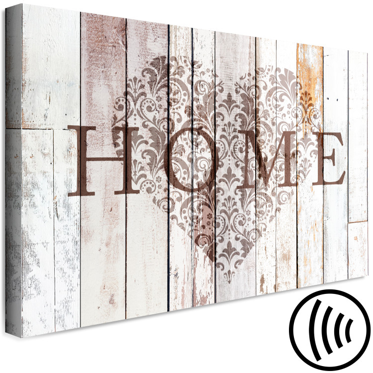 Canvas Print Heart of the Home (1-part) wide - "home" inscription on a light wooden background 128381 additionalImage 6