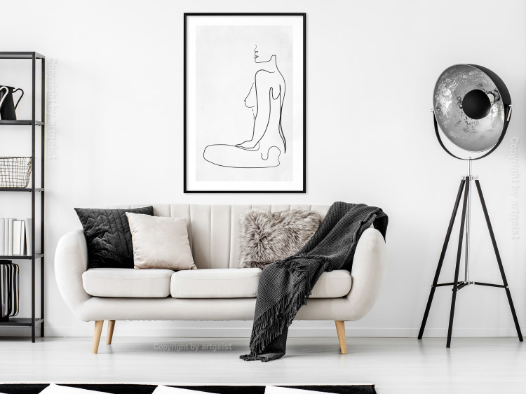 Poster Female Form - black female nude in the form of line art on a white background 129781 additionalImage 18