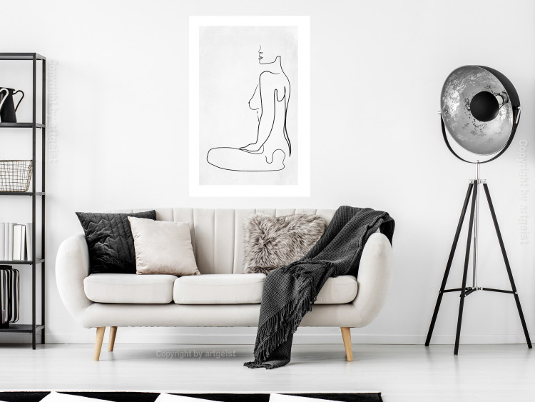 Poster Female Form - black female nude in the form of line art on a white background 129781 additionalImage 3