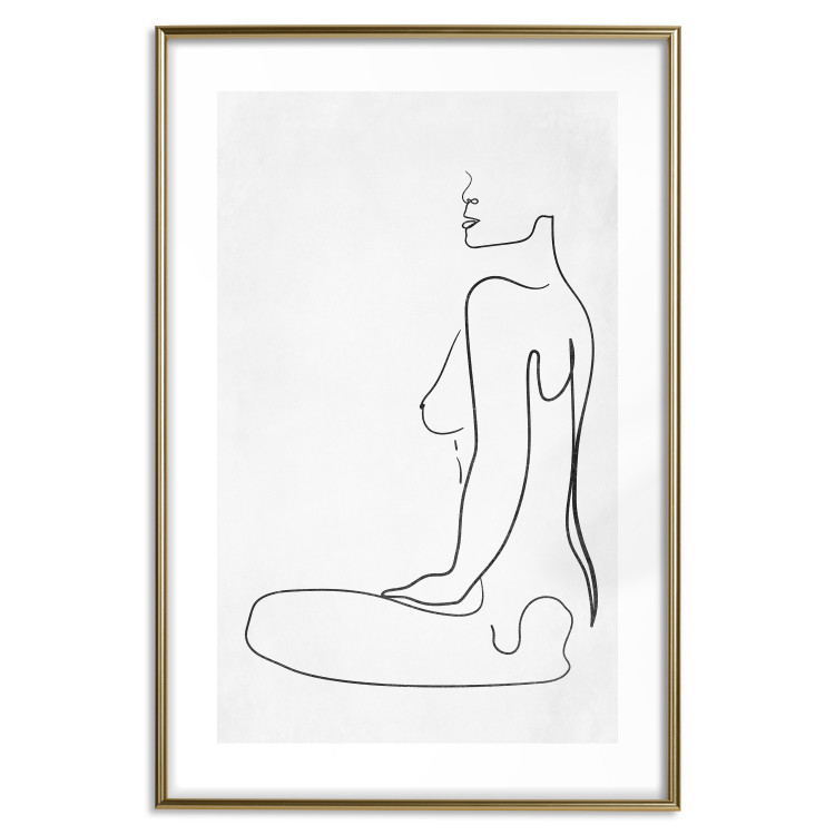 Poster Female Form - black female nude in the form of line art on a white background 129781 additionalImage 16