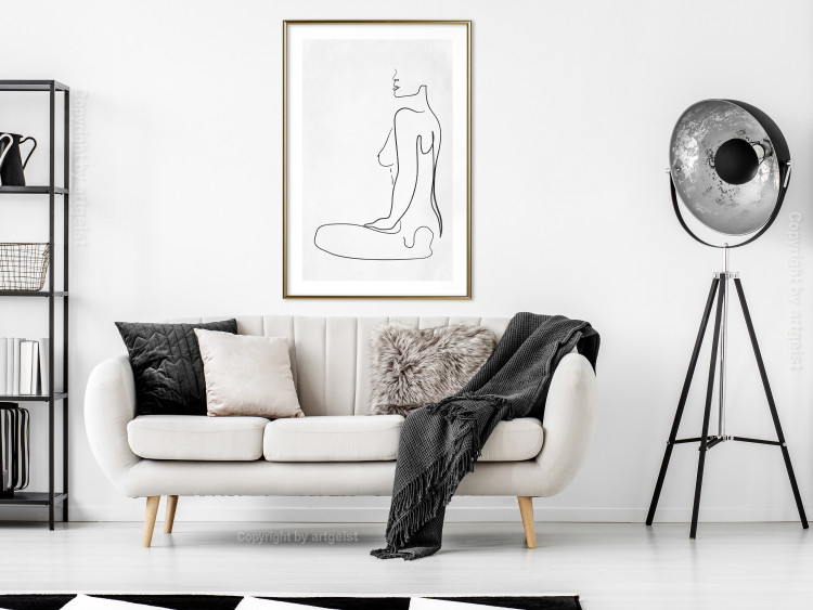 Poster Female Form - black female nude in the form of line art on a white background 129781 additionalImage 15