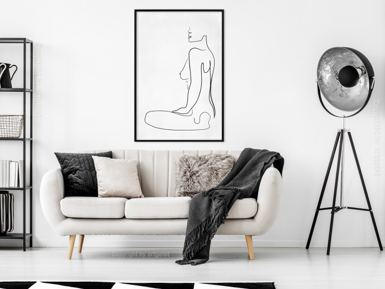 Poster Female Form - black female nude in the form of line art on a white background 129781 additionalImage 6
