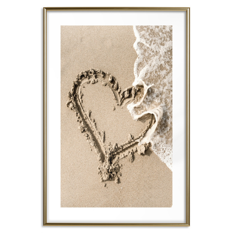 Wall Poster Wave of Love - seaside landscape of a wave and a romantic heart on sand 131781 additionalImage 14