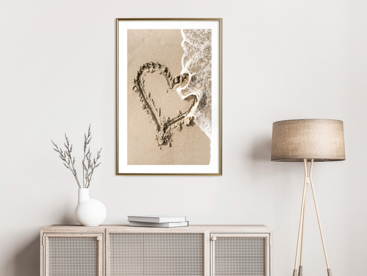 Wall Poster Wave of Love - seaside landscape of a wave and a romantic heart on sand 131781 additionalImage 15