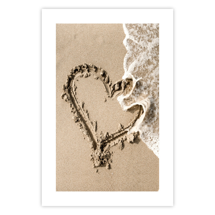 Wall Poster Wave of Love - seaside landscape of a wave and a romantic heart on sand 131781 additionalImage 25