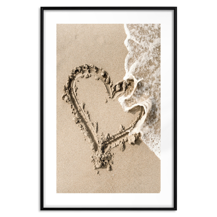 Wall Poster Wave of Love - seaside landscape of a wave and a romantic heart on sand 131781 additionalImage 17