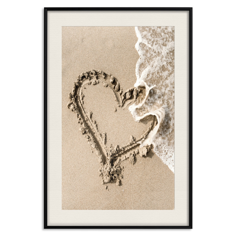 Wall Poster Wave of Love - seaside landscape of a wave and a romantic heart on sand 131781 additionalImage 19