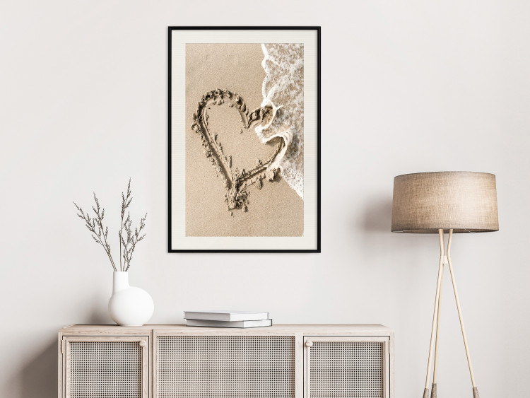 Wall Poster Wave of Love - seaside landscape of a wave and a romantic heart on sand 131781 additionalImage 24