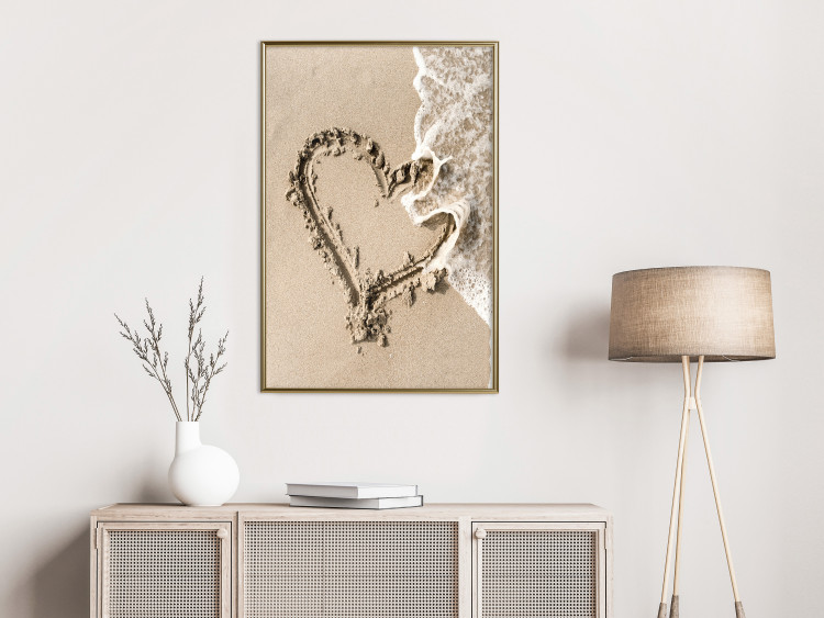 Wall Poster Wave of Love - seaside landscape of a wave and a romantic heart on sand 131781 additionalImage 5