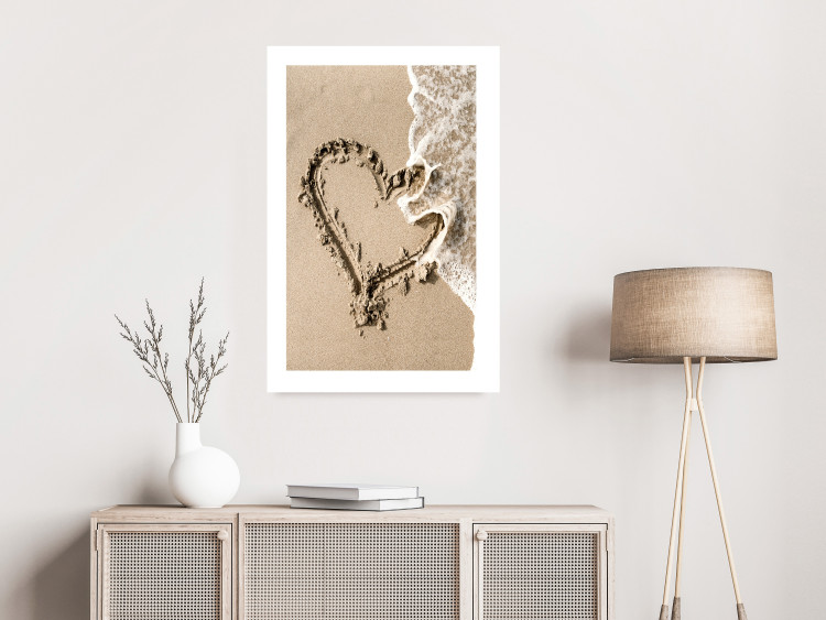Wall Poster Wave of Love - seaside landscape of a wave and a romantic heart on sand 131781 additionalImage 5