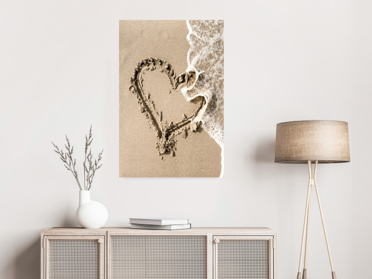 Wall Poster Wave of Love - seaside landscape of a wave and a romantic heart on sand 131781 additionalImage 4