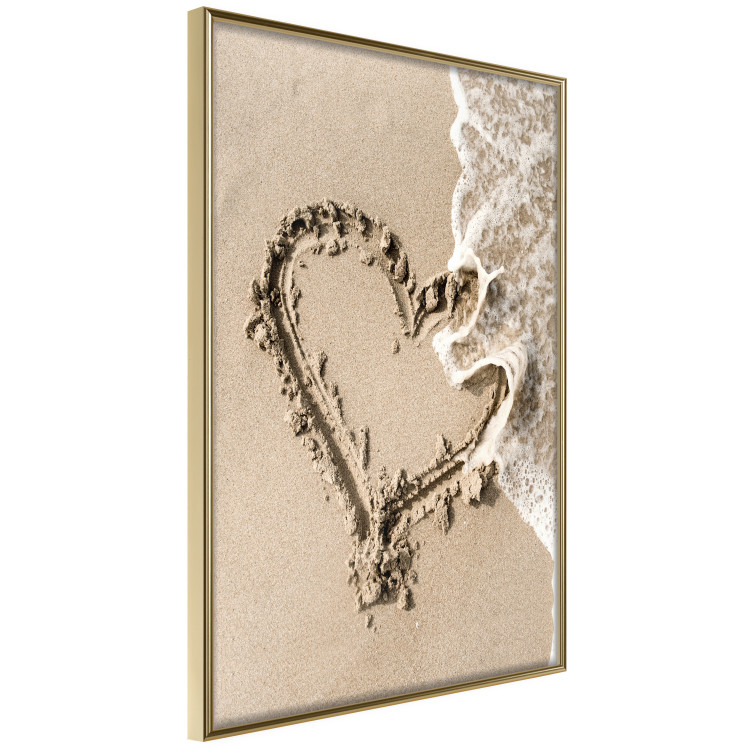 Wall Poster Wave of Love - seaside landscape of a wave and a romantic heart on sand 131781 additionalImage 12