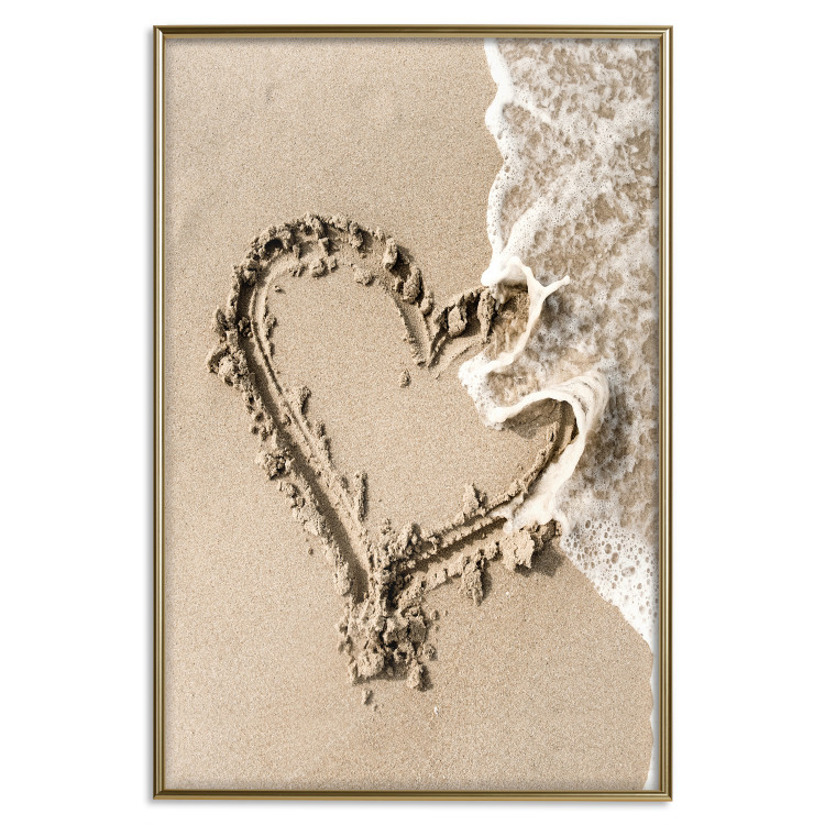 Wall Poster Wave of Love - seaside landscape of a wave and a romantic heart on sand 131781 additionalImage 21