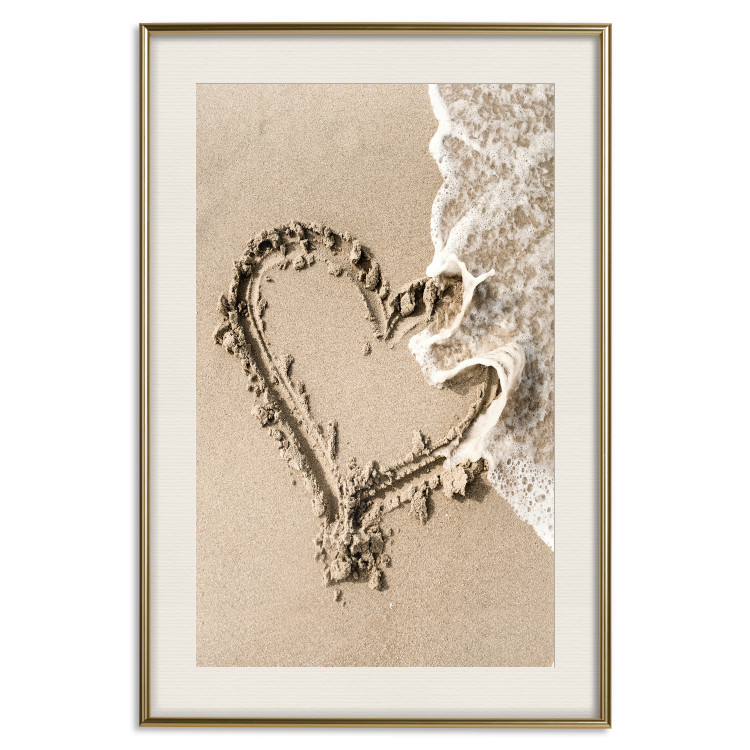 Wall Poster Wave of Love - seaside landscape of a wave and a romantic heart on sand 131781 additionalImage 20