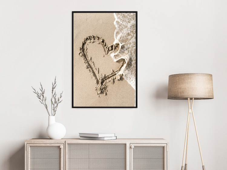 Wall Poster Wave of Love - seaside landscape of a wave and a romantic heart on sand 131781 additionalImage 6