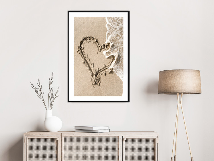 Wall Poster Wave of Love - seaside landscape of a wave and a romantic heart on sand 131781 additionalImage 23