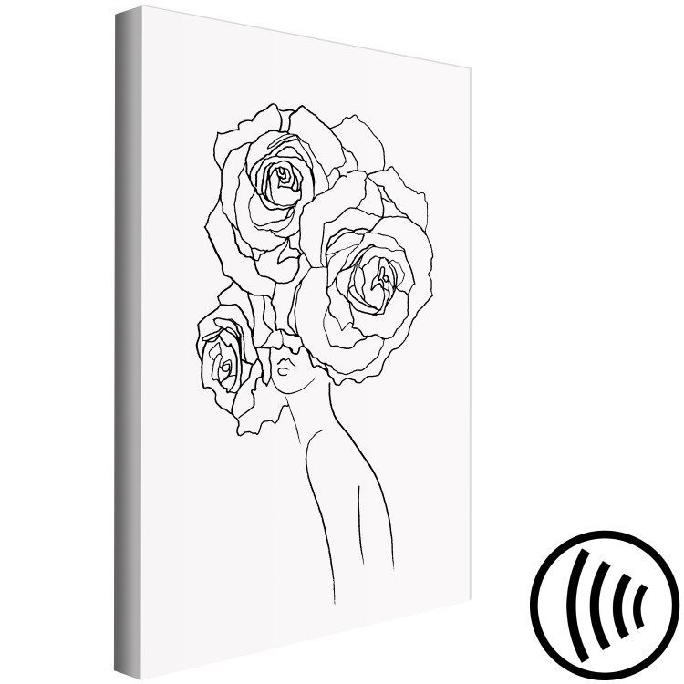 Canvas Print On the head roses - black-white, linear graphic with woman silhouette 132081 additionalImage 6