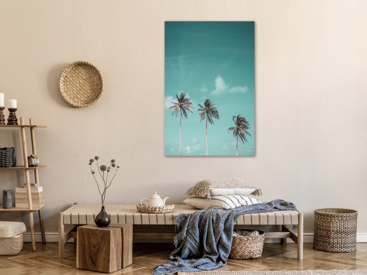 Canvas Art Print Three palms - Image of three trees on a blue sky 135281 additionalImage 3