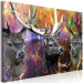 Canvas Art Print Three deer with antlers - Colorful abstraction with animals 136081 additionalThumb 2