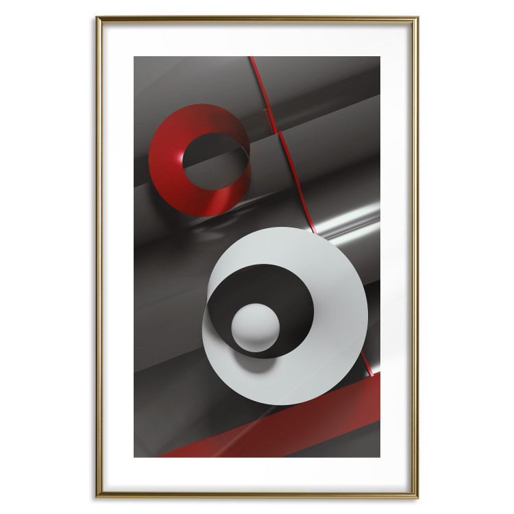 Wall Poster Ribbons - geometric abstraction with a hint of white and red color 136381 additionalImage 6