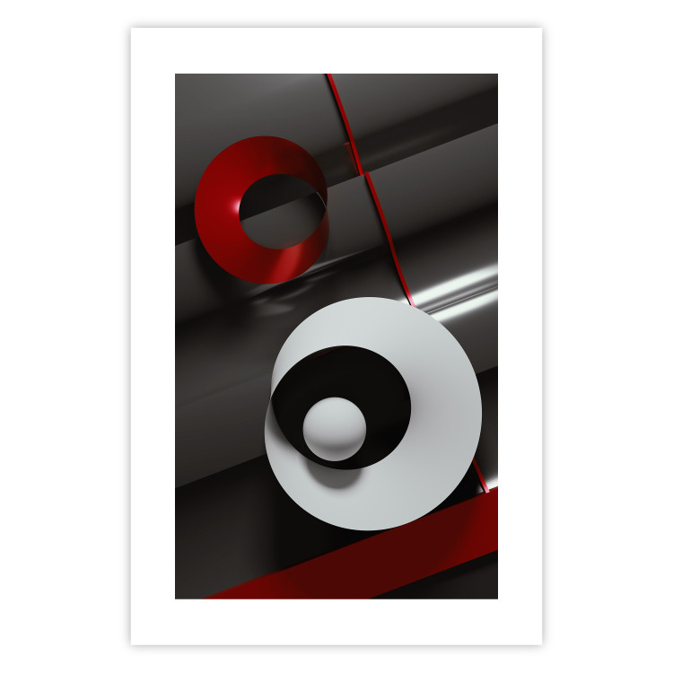 Wall Poster Ribbons - geometric abstraction with a hint of white and red color 136381 additionalImage 7