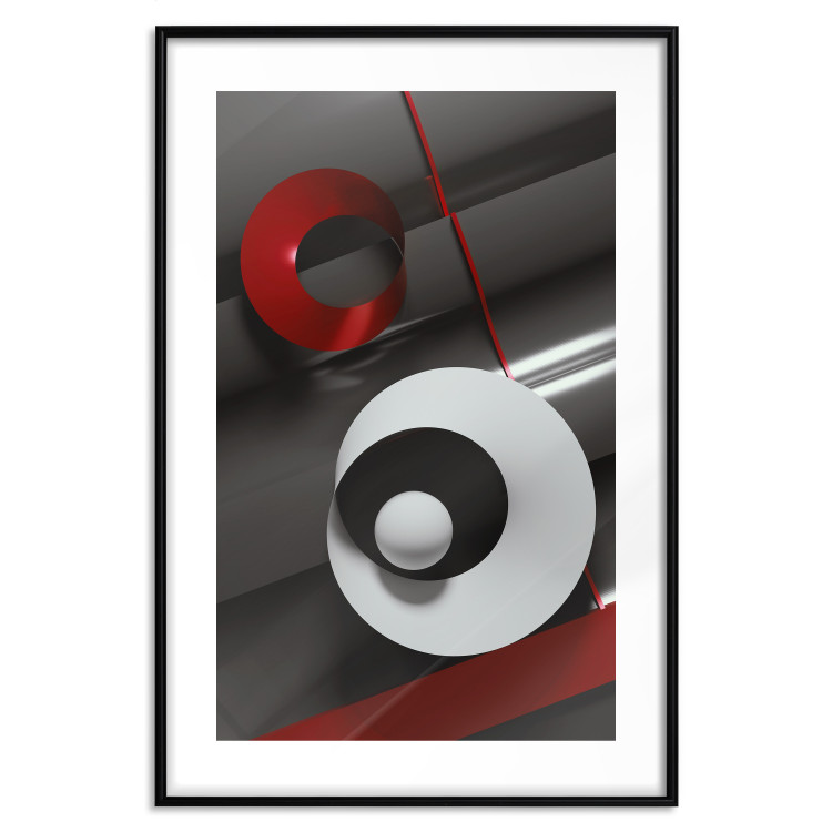 Wall Poster Ribbons - geometric abstraction with a hint of white and red color 136381 additionalImage 7