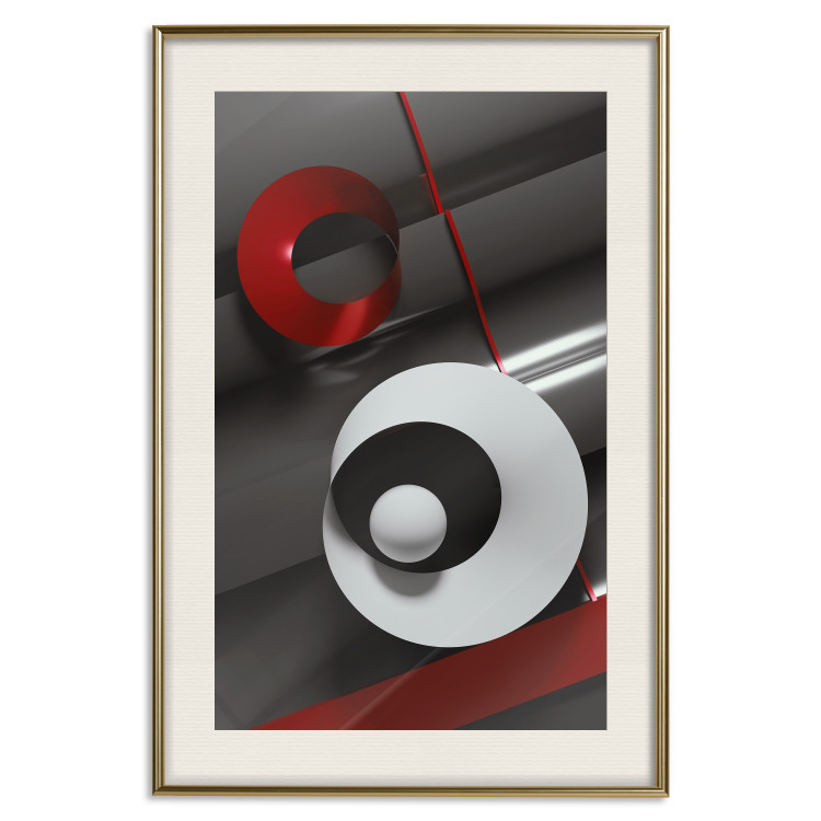 Wall Poster Ribbons - geometric abstraction with a hint of white and red color 136381 additionalImage 4