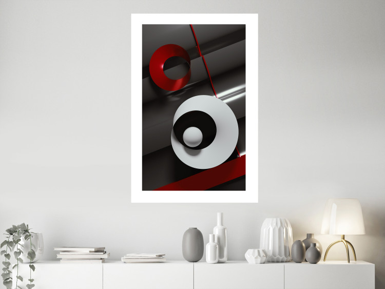 Wall Poster Ribbons - geometric abstraction with a hint of white and red color 136381 additionalImage 14