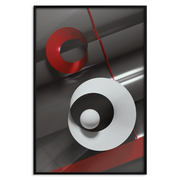 Wall Poster Ribbons - geometric abstraction with a hint of white and red color 136381 additionalImage 11